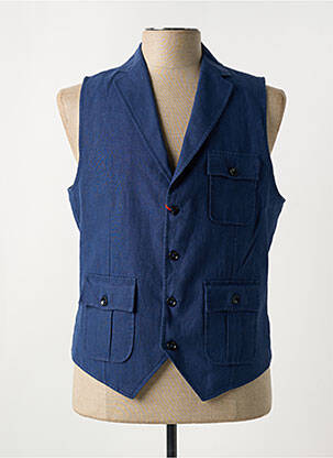 Gilet sans manche coupe cintrée bleu MAISON WOOLIES homme