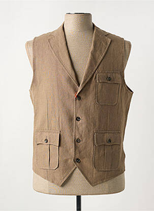 Gilet sans manche coupe cintrée marron MAISON WOOLIES homme