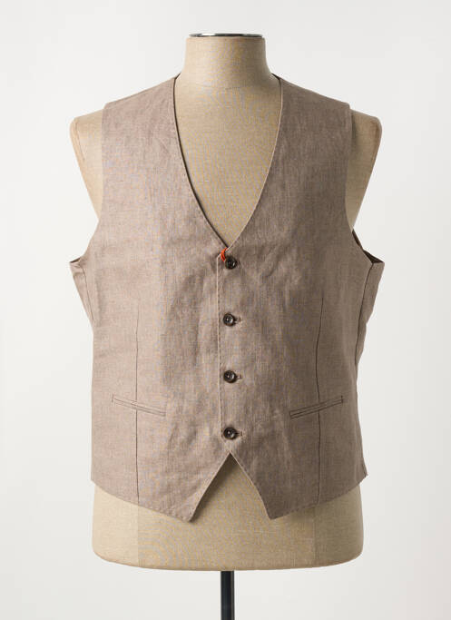 Gilet sans manche tissage chiné marron MAISON WOOLIES homme