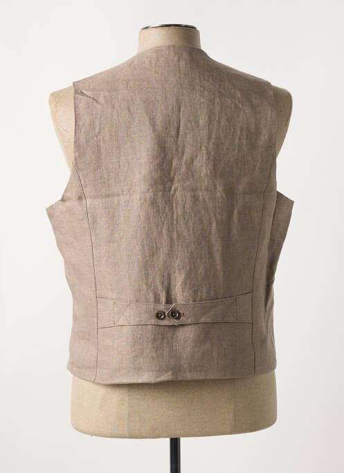 Gilet sans manche tissage chiné marron MAISON WOOLIES homme