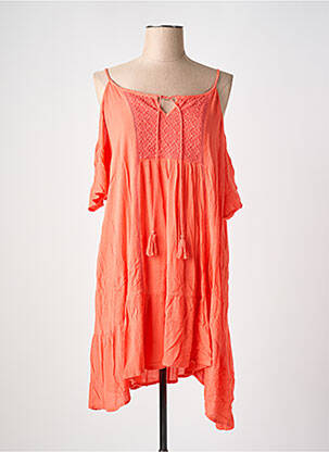 Robe mi-longue coupe évasée manches courtes rose VILA femme