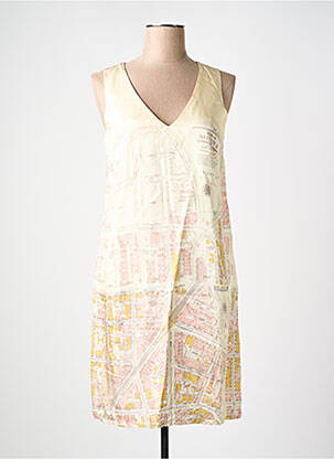 Robe mi-longue imprimé fantaisie sans manche beige NICE THINGS femme