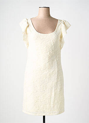 Robe mi-longue manches courtes manches courtes beige VILA femme