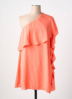 Robe mi-longue tissage crêpe manches courtes orange VILA femme