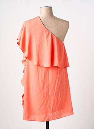 Robe mi-longue tissage crêpe manches courtes orange VILA femme