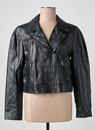 Veste en cuir finition intérieure doublure satiné noir VILA femme