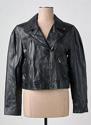 Veste en cuir finition intérieure doublure satiné noir VILA femme