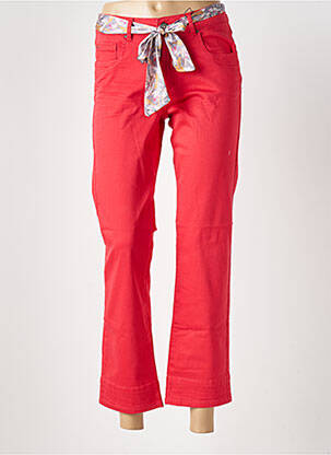 Pantalon 7/8 stretch taille normale rouge PARA MI femme
