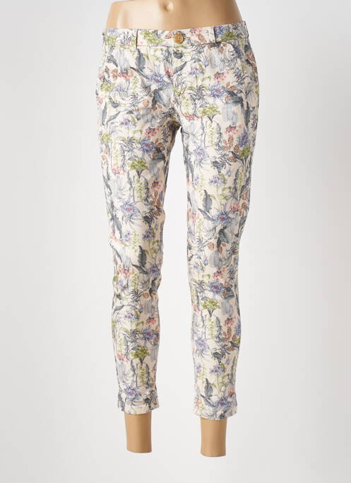 Pantalon 7/8 stretch taille basse beige REIKO femme