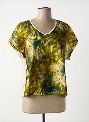 T-shirt col v manches courtes vert LA FÉE ATELIER BY LA FÉE MARABOUTÉE femme