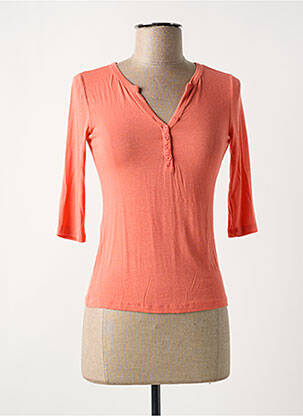 T-shirt col v manches 3/4 orange LA FEE MARABOUTEE femme