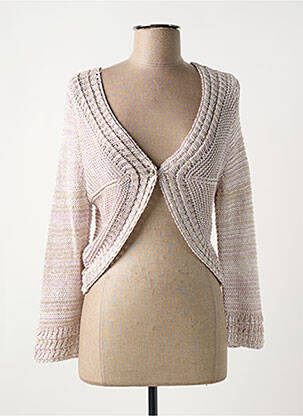 Gilet manches longues manches 3/4 rose MAILLE LOVE femme