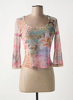 Top imprimé fantaisie manches 3/4 rose M BY AMOUR femme