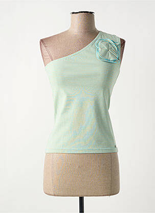 Top tissage jersey sans manche bleu DES PETITS HAUTS femme
