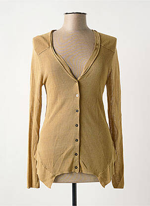Gilet manches longues stretch beige LAUREN VIDAL femme
