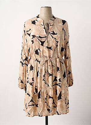 Robe mi-longue coupe fluide manches longues rose RINO & PELLE femme