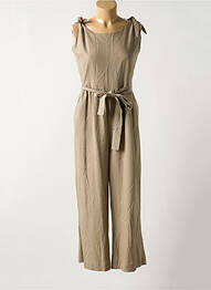 Combi-pantalon tissage crêpe sans manche marron CREAM femme