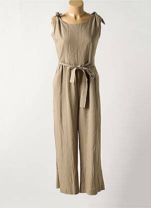 Combi-pantalon tissage crêpe sans manche marron CREAM femme