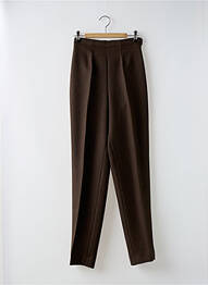 Pantalon droit taille à pinces taille haute marron LAUREN VIDAL femme