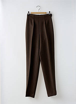 Pantalon droit taille à pinces taille haute marron LAUREN VIDAL femme