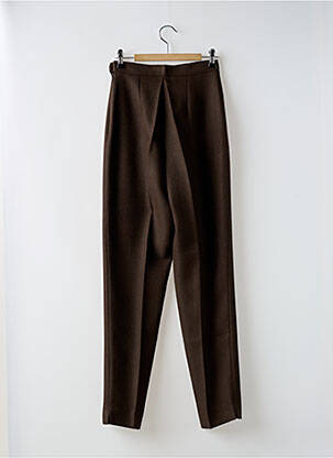 Pantalon droit taille à pinces taille haute marron LAUREN VIDAL femme