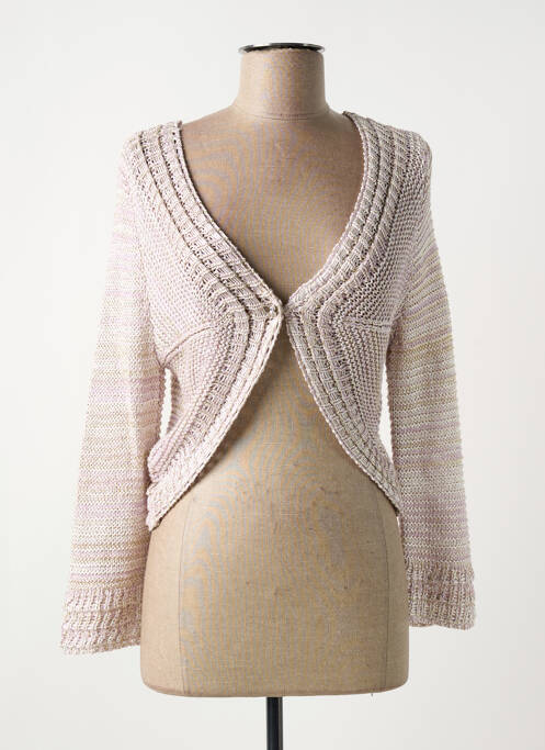 Gilet manches longues rose MAILLE LOVE pour femme