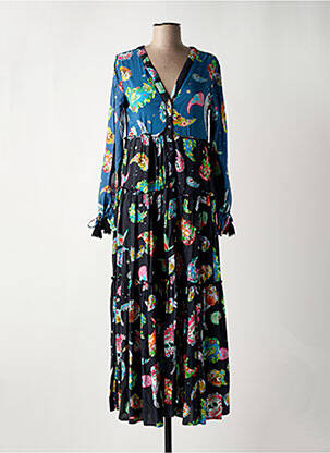 Robe longue manches longues manches longues bleu PEACE + LOVE femme