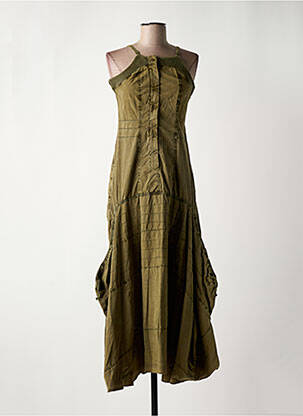 Robe longue coupe cintrée fines bretelles vert ET COMPAGNIE femme
