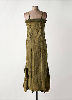 Robe longue coupe cintrée fines bretelles vert ET COMPAGNIE femme