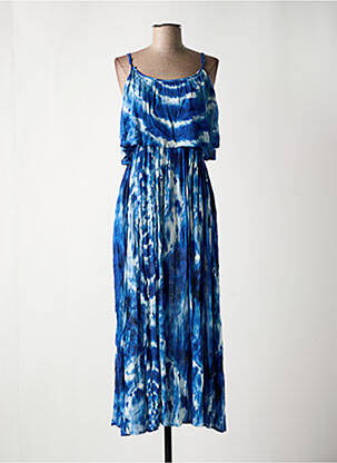 Robe longue imprimé fantaisie fines bretelles bleu PEACE + LOVE femme