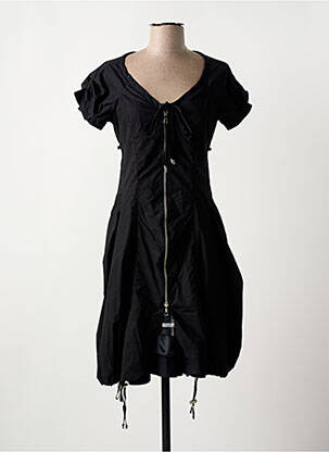 Robe mi-longue imprimé fantaisie manches courtes noir BAI AMOUR femme