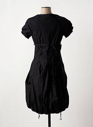Robe mi-longue imprimé fantaisie manches courtes noir BAI AMOUR femme