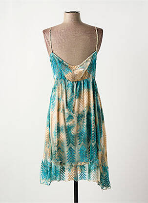 Robe mi-longue imprimé fantaisie fines bretelles bleu MY STORY femme