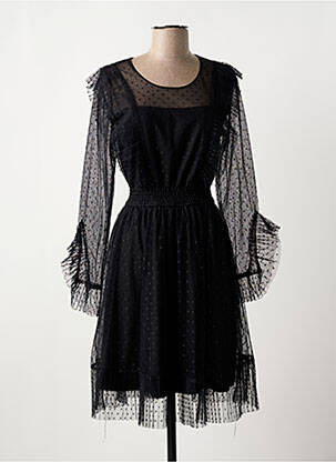 Robe mi-longue manches longues manches longues noir MONACO COLLECTION femme