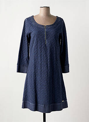 Robe mi-longue manches 3/4 manches 3/4 bleu MALOKA femme