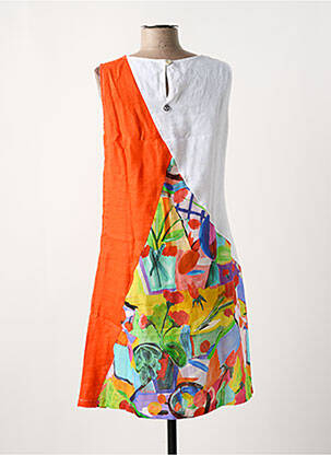 Robe mi-longue imprimé fantaisie sans manche orange MALOKA femme
