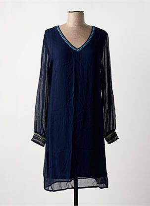 Robe mi-longue manches longues manches longues bleu CREAM femme
