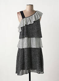 Robe mi-longue tissage crêpe sans manche noir JUS D'ORANGE femme