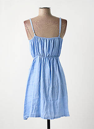 Robe mi-longue col rond fines bretelles bleu MARIE LA LUNE femme