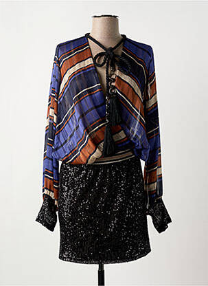 Robe mi-longue manches longues manches longues bleu MY STORY femme