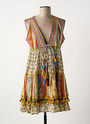 Robe courte sans manche sans manche orange PEACE + LOVE femme