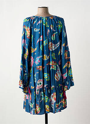 Robe courte manches longues manches longues bleu PEACE + LOVE femme