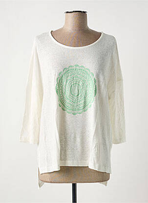 Top stretch manches 3/4 blanc CREAM femme