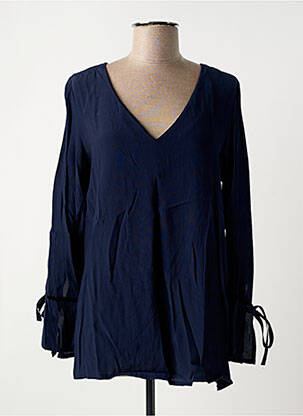 Tunique manches longues tissage crêpe bleu POUSSIERE D'ETOLE femme