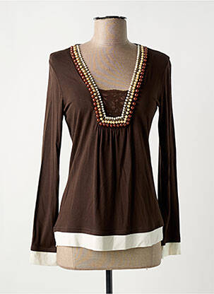 T-shirt manches longues manches longues marron JUS D'ORANGE femme