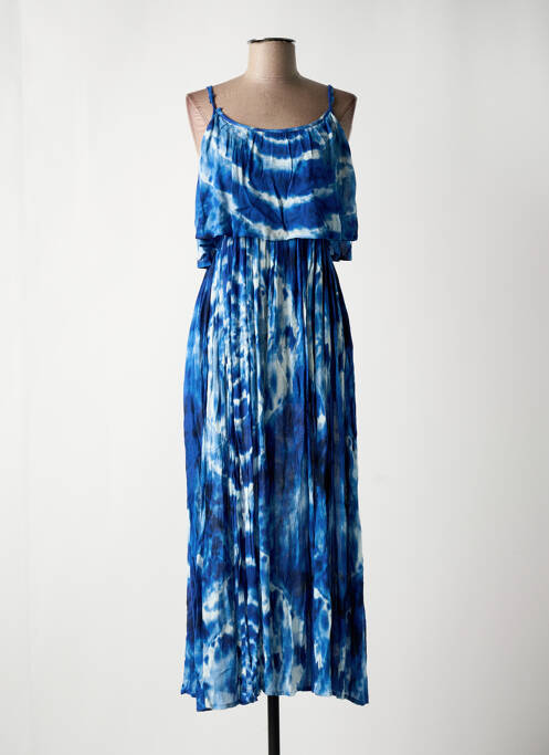 Robe longue imprimé fantaisie fines bretelles bleu PEACE + LOVE femme