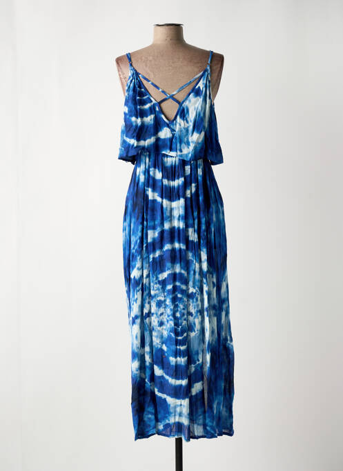 Robe longue imprimé fantaisie fines bretelles bleu PEACE + LOVE femme