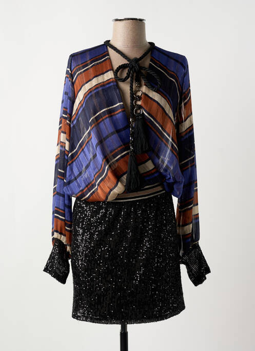 Robe mi-longue manches longues manches longues bleu MY STORY femme