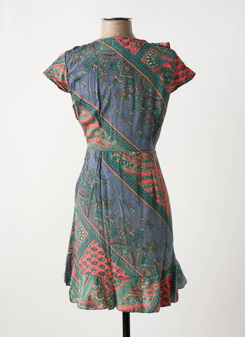 Robe courte manches courtes manches courtes vert PEACE + LOVE femme