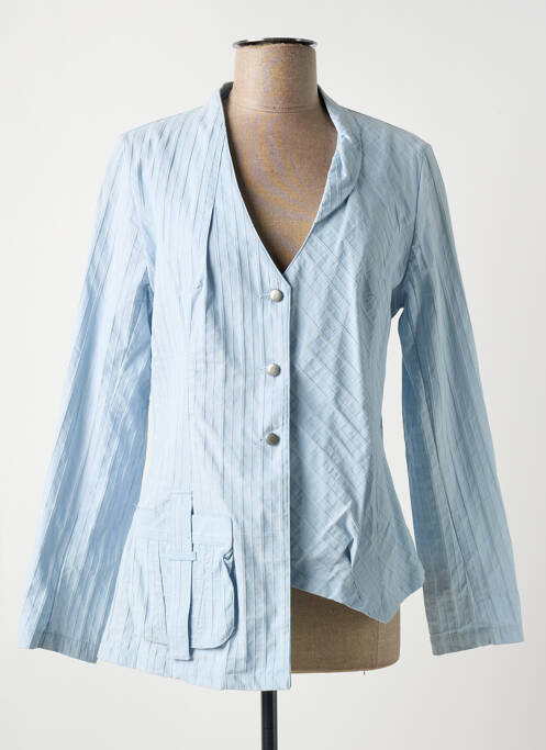 Chemisier tissage popeline manches longues bleu LAUREN VIDAL femme
